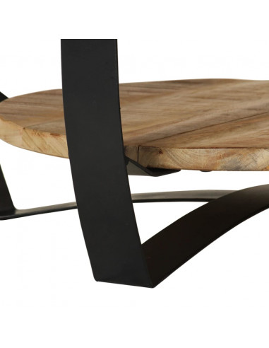 Tavolino da Salotto in Legno Massello Grezzo di Mango 65x32 cm