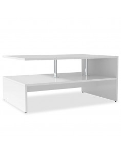 Tavolino da Salotto in Legno Multistrato 90x59x42 cm Bianco 2