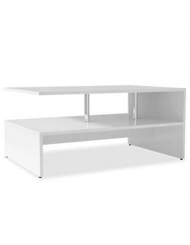 Tavolino da Salotto in Legno Multistrato 90x59x42 cm Bianco
