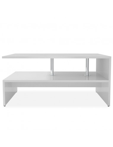 Tavolino da Salotto in Legno Multistrato 90x59x42 cm Bianco