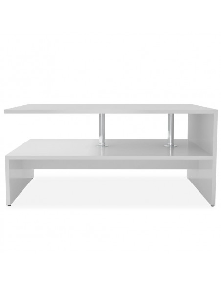 Tavolino da Salotto in Legno Multistrato 90x59x42 cm Bianco