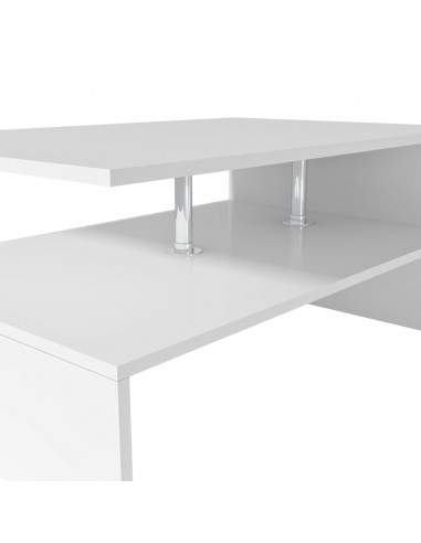 Tavolino da Salotto in Legno Multistrato 90x59x42 cm Bianco