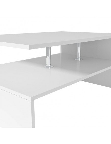 Tavolino da Salotto in Legno Multistrato 90x59x42 cm Bianco