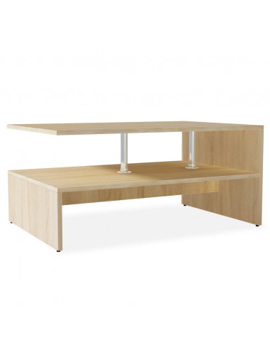 Tavolino da Salotto in Legno Multistrato 90x59x42 cm Rovere