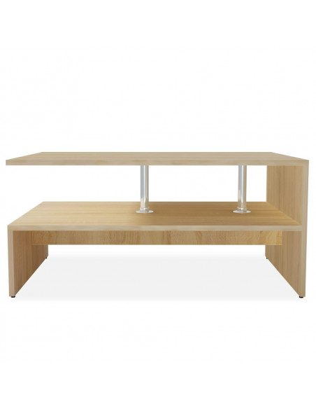 Tavolino da Salotto in Legno Multistrato 90x59x42 cm Rovere