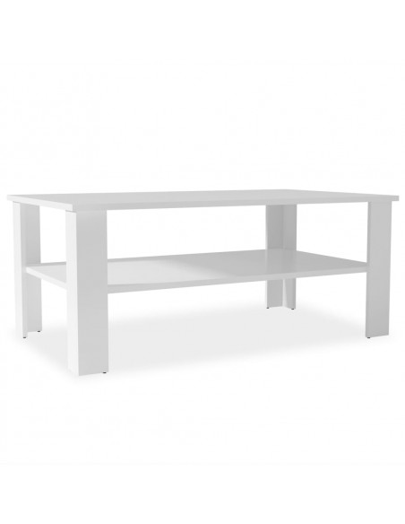 Tavolino da Salotto in Legno Multistrato 100x59x42 cm Bianco
