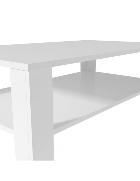 Tavolino da Salotto in Legno Multistrato 100x59x42 cm Bianco