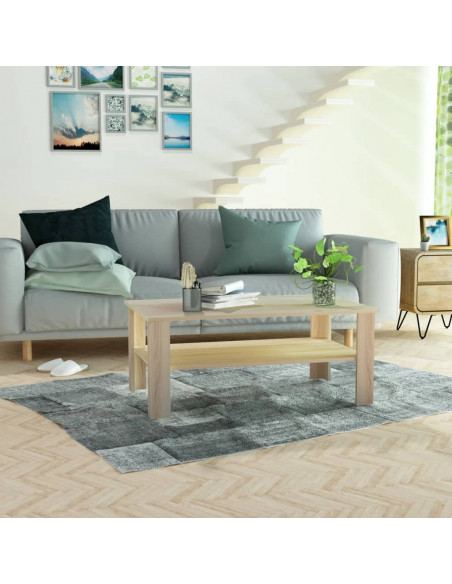 Tavolino da Salotto in Legno Multistrato 100x59x42 cm Rovere