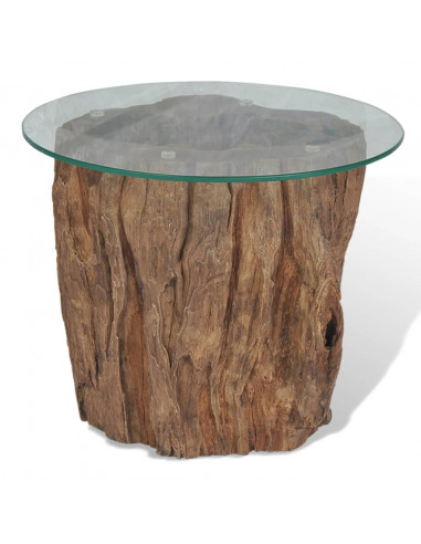 Tavolino da Salotto in Legno di Teak e Vetro 50x40 cm