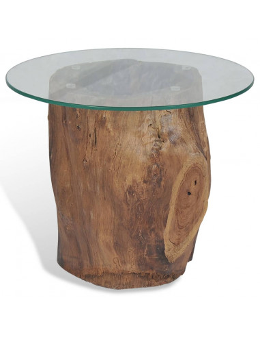 Tavolino da Salotto in Legno di Teak e Vetro 50x40 cm