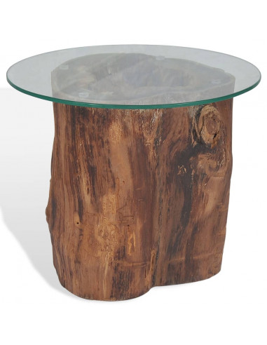 Tavolino da Salotto in Legno di Teak e Vetro 50x40 cm