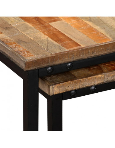 Set Tavolini a Incastro 2 pz in Teak Massello di Recupero