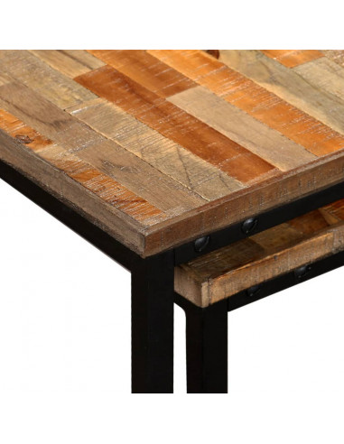 Set Tavolini a Incastro 2 pz in Teak Massello di Recupero