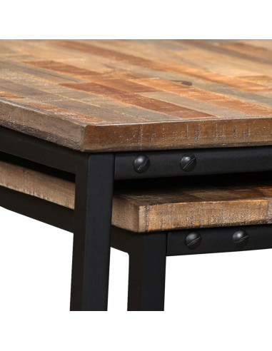 Set Tavolini a Incastro 2 pz in Teak Massello di Recupero