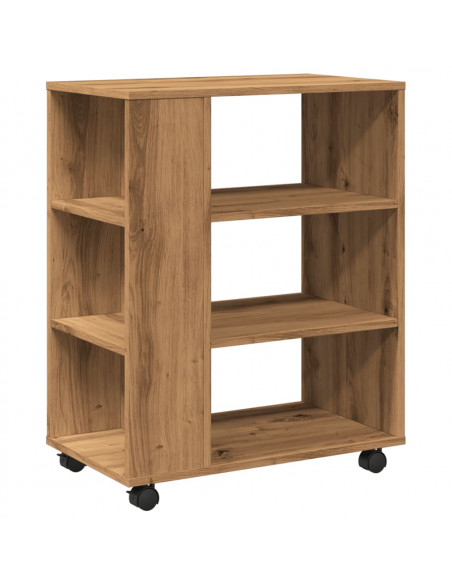 Armadietto con Ruote Rovere Artigianale 60x35x75 cm Truciolato