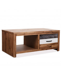 Tavolino da Salotto in Legno Massello d'Acacia 90x50x37,5 cm 2