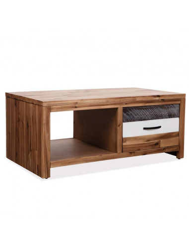 Tavolino da Salotto in Legno Massello d'Acacia 90x50x37,5 cm