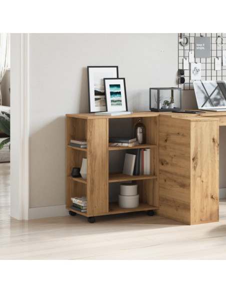 Armadietto con Ruote Rovere Artigianale 60x35x75 cm Truciolato