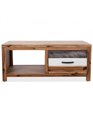 Tavolino da Salotto in Legno Massello d'Acacia 90x50x37,5 cm