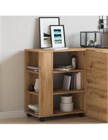 Armadietto con Ruote Rovere Artigianale 60x35x75 cm Truciolato