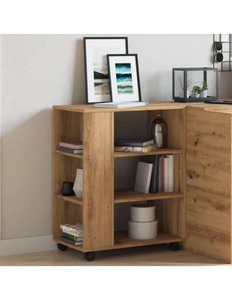 Armadietto con Ruote Rovere Artigianale 60x35x75 cm Truciolato
