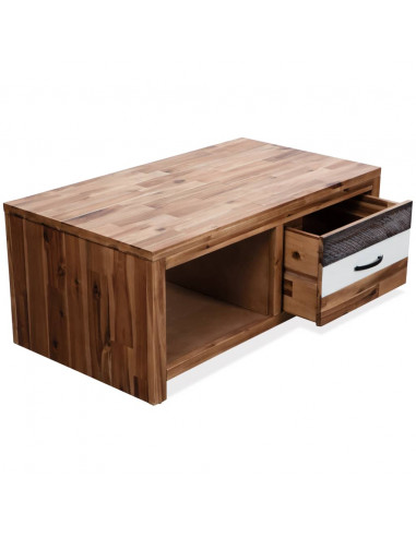 Tavolino da Salotto in Legno Massello d'Acacia 90x50x37,5 cm