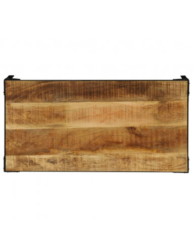 Tavolino da Salotto in Legno Massello di Mango e Acciaio 110 cm