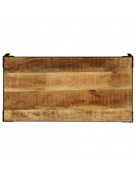 Tavolino da Salotto in Legno Massello di Mango e Acciaio 110 cm