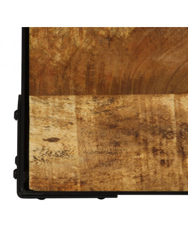 Tavolino da Salotto in Legno Massello di Mango e Acciaio 110 cm