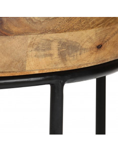 Tavolino da Salotto Legno Massello di Mango e Acciaio 50x40 cm 2