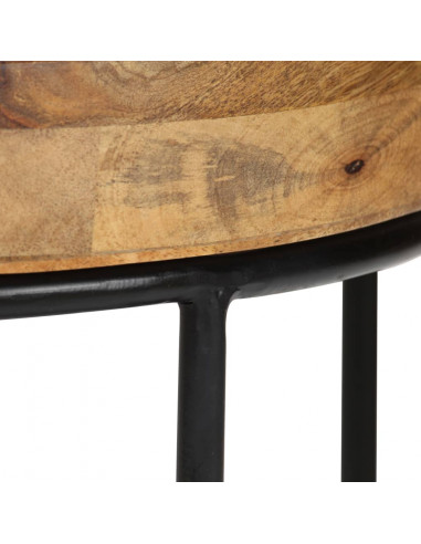 Tavolino da Salotto Legno Massello di Mango e Acciaio 50x40 cm