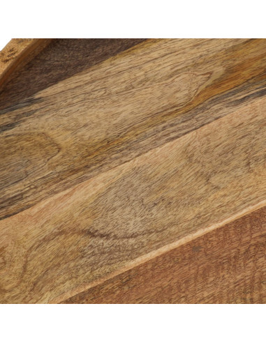 Tavolino da Salotto Legno Massello di Mango e Acciaio 50x40 cm