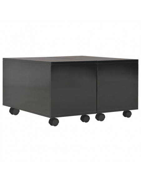 Tavolino da Salotto Nero Lucido 60x60x35 cm Legno Multistrato