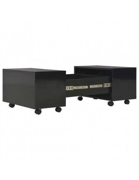 Tavolino da Salotto Nero Lucido 60x60x35 cm Legno Multistrato