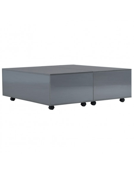 Tavolino da Salotto Grigio Lucido 100x100x35 cm