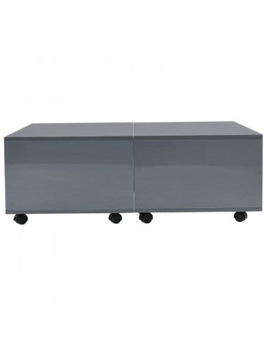 Tavolino da Salotto Grigio Lucido 100x100x35 cm