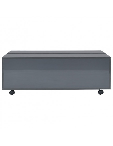 Tavolino da Salotto Grigio Lucido 100x100x35 cm