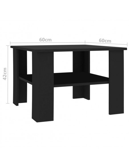 Tavolino da Salotto Nero 60x60x42 cm in Legno Multistrato