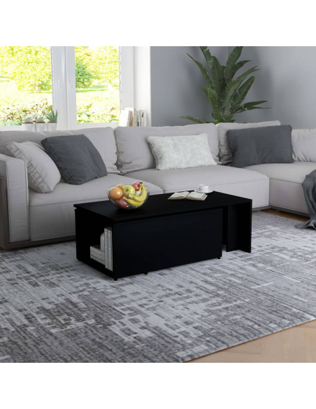 Tavolino da Salotto Nero 150x50x35 cm in Legno Multistrato