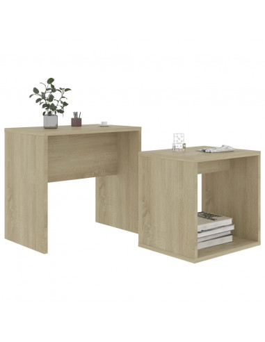 Set Tavolini Salotto Rovere Sonoma 48x30x45cm Legno Multistrato