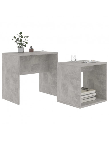 Set Tavolini da Salotto Grigio Cemento 48x30x45 cm Multistrato