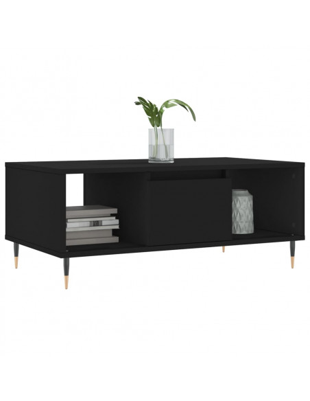 Tavolino da Salotto Nero 90x50x36,5 cm in Legno Multistrato