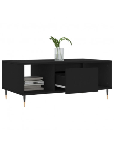 Tavolino da Salotto Nero 90x50x36,5 cm in Legno Multistrato