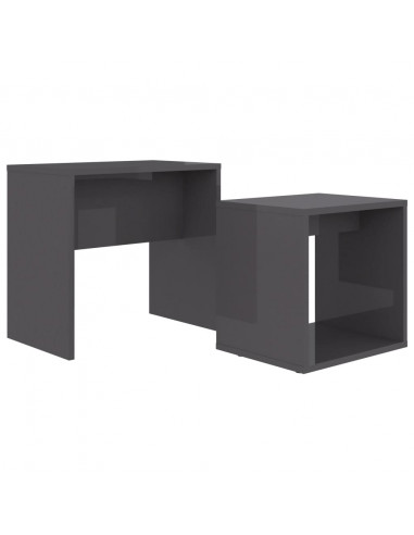 Set Tavolini Salotto Grigio Lucido 48x30x45cm Legno Multistrato