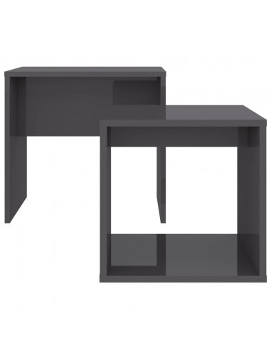 Set Tavolini Salotto Grigio Lucido 48x30x45cm Legno Multistrato