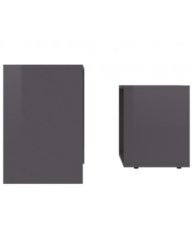 Set Tavolini Salotto Grigio Lucido 48x30x45cm Legno Multistrato