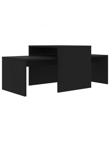 Set Tavolini da Salotto Nero 100x48x40 cm in Legno Multistrato