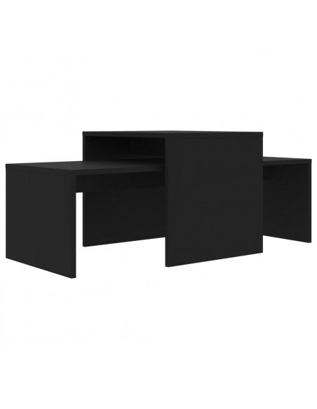 Set Tavolini da Salotto Nero 100x48x40 cm in Legno Multistrato