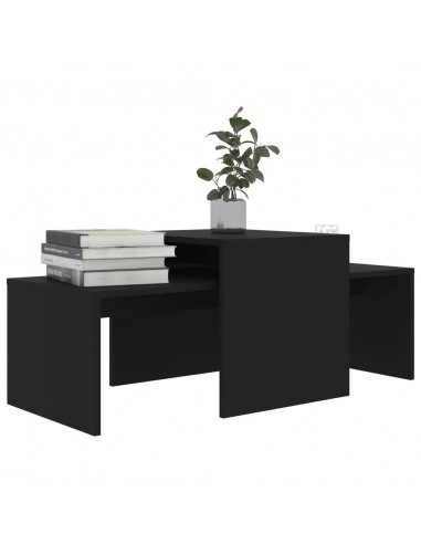 Set Tavolini da Salotto Nero 100x48x40 cm in Legno Multistrato