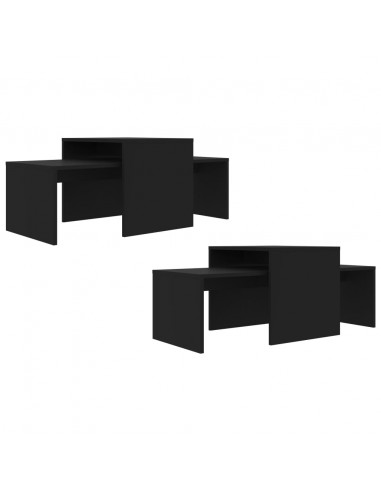 Set Tavolini da Salotto Nero 100x48x40 cm in Legno Multistrato